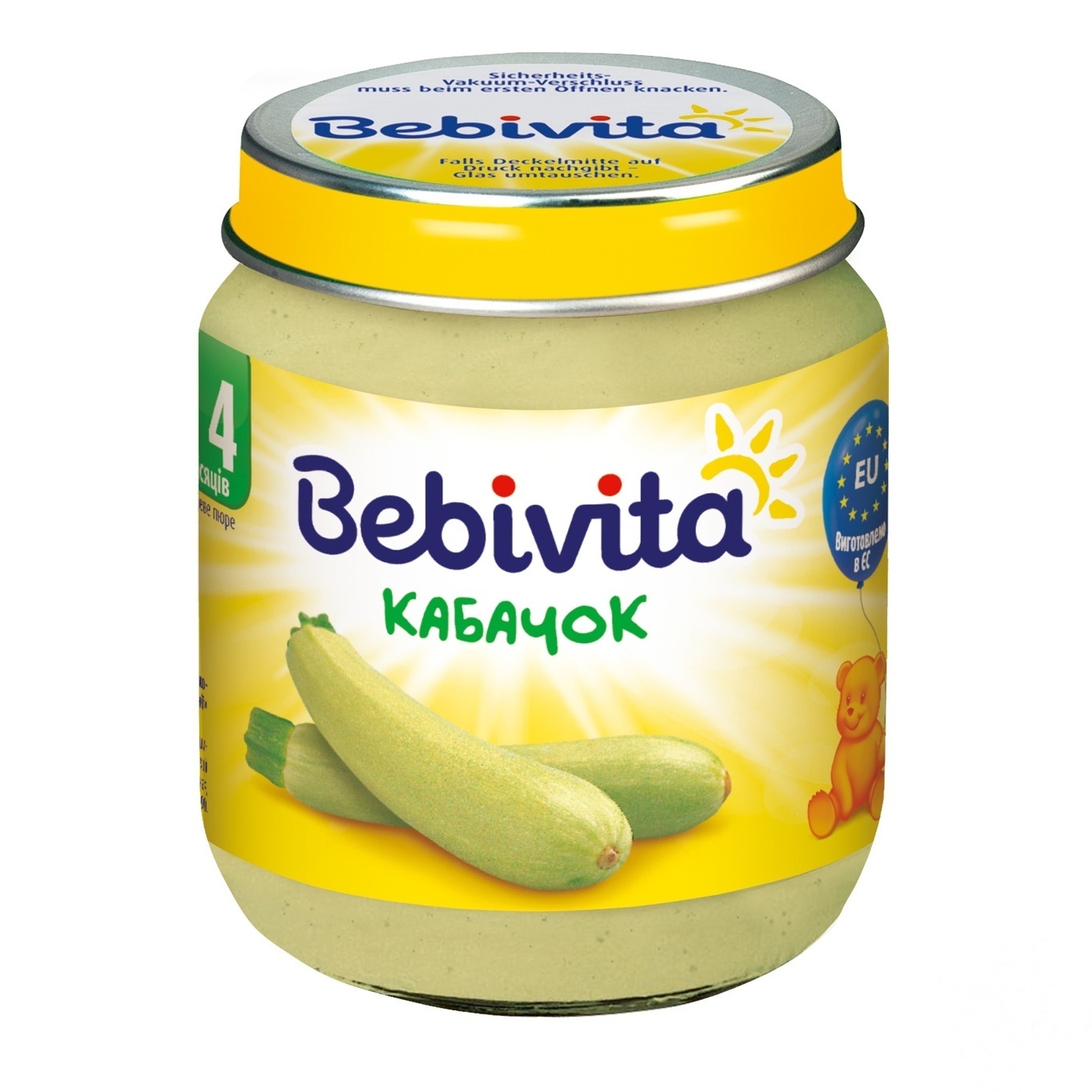 Пюре овощное Bebivita Кабачок для детей с 4 месяцев 125г
Пюре овощное Bebivita Кабачок для детей с 4 месяцев 125г