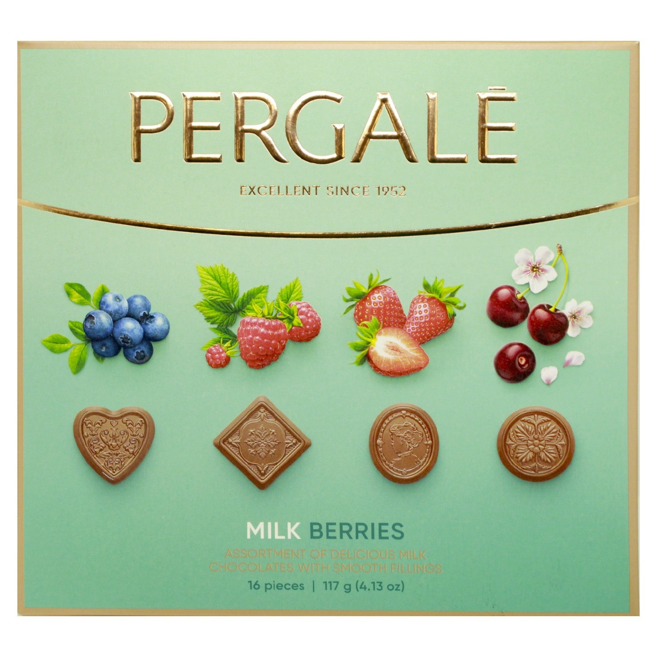 Конфеты шоколадные Pergale Milk Berries из молочного шоколада с ягодными начинками ассорти 117г
Конфеты шоколадные Pergale Milk Berries из молочного шоколада с ягодными начинками ассорти 117г