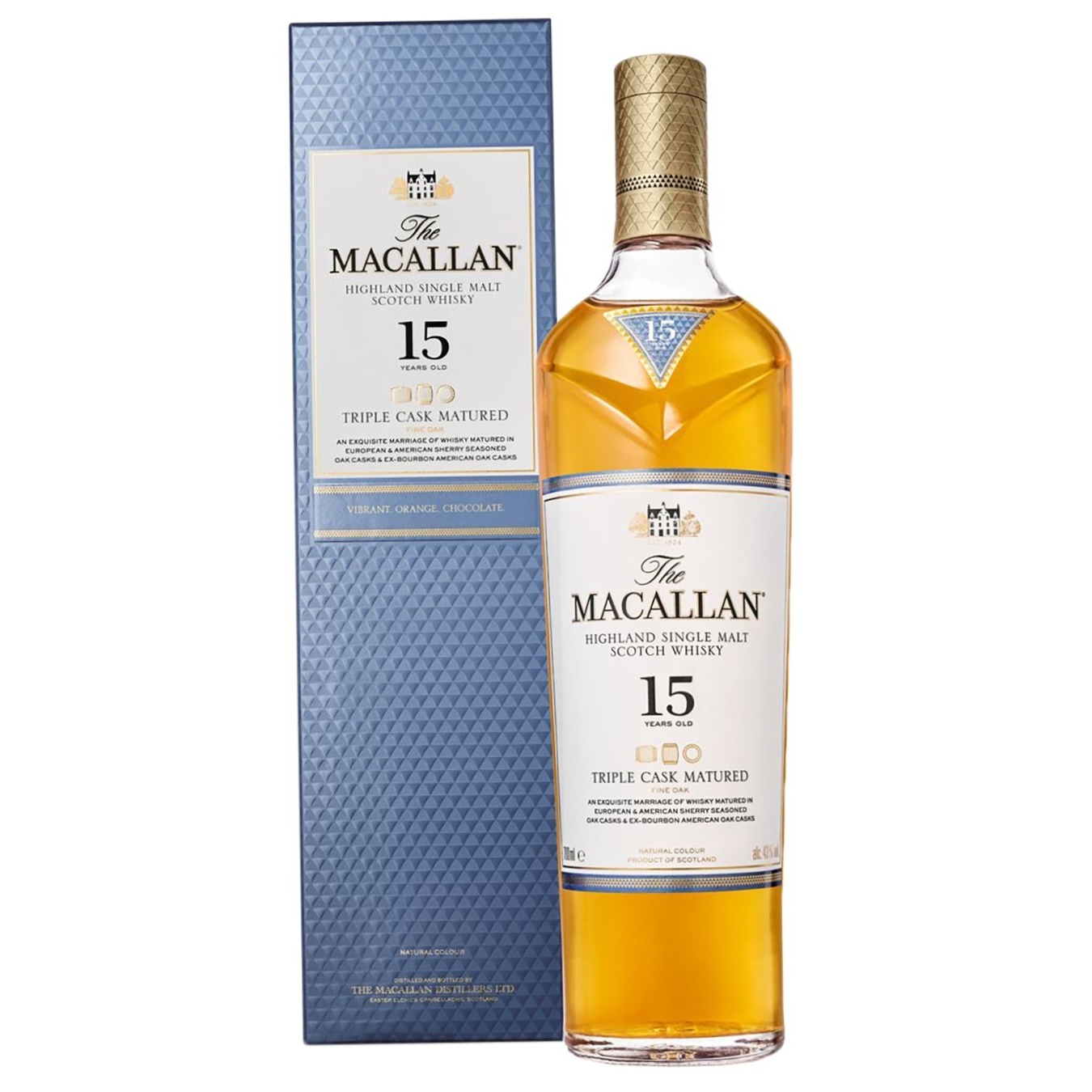 Виски The Macallan Triple Cask Matured 15 лет 43% 0,7л 
Виски The Macallan Triple Cask Matured 15 лет 43% 0,7л