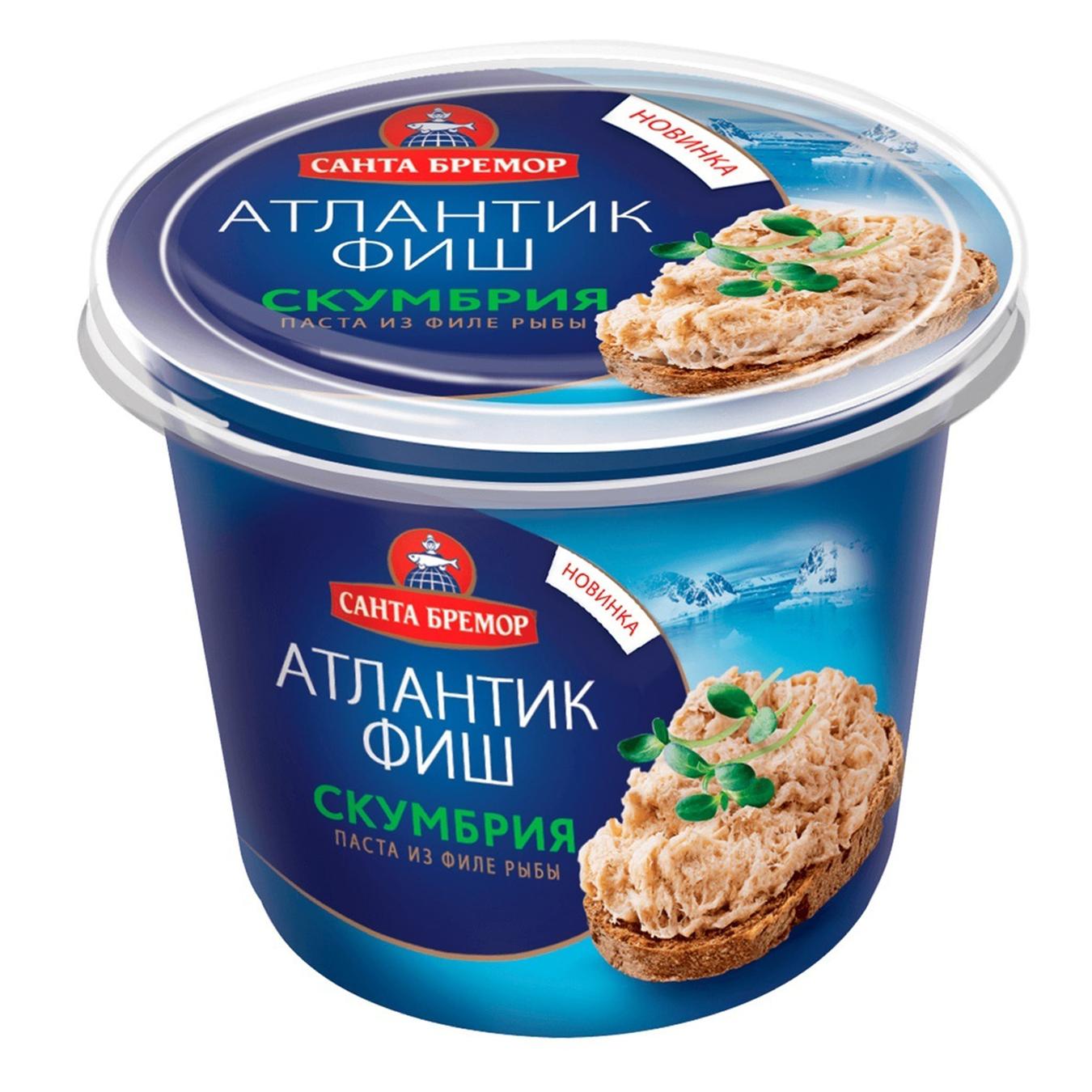 Паста с филе тресковых рыб Санта Бремор Атлантик Фиш со скумбрией атлантической 140г
Паста с филе тресковых рыб Санта Бремор Атлантик Фиш со скумбрией атлантической 140г