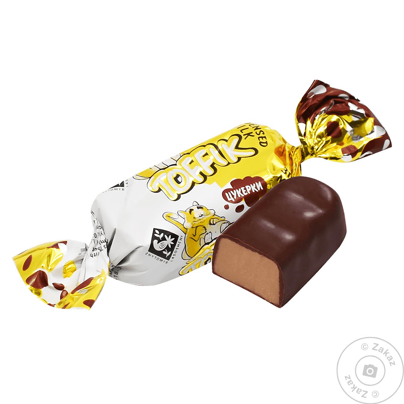 Цукерки Житомир Тофік з згущ. молоком ваг.
Цукерки Житомир Тофік з згущ. молоком ваг.