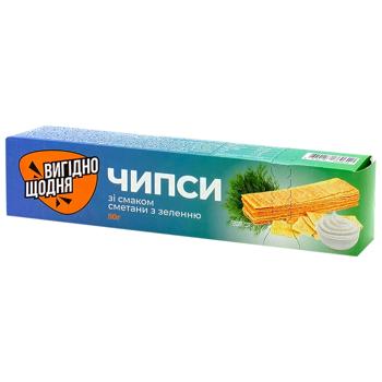 Чипсы Вигiдно щодня со вкусом сметаны с зеленью 50г - купить, цены на Чудо Маркет - фото 1