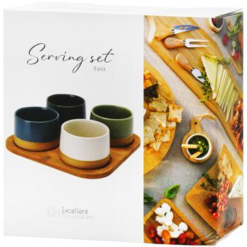 Набор салатников Excellent Houseware на доске 4шт - купить, цены на Auchan - фото 1