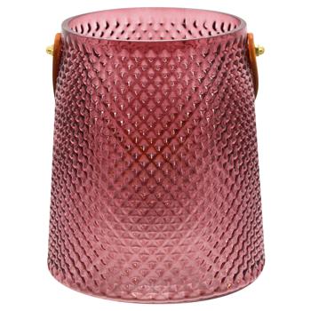 Texture Purple Vase with Leather Handle 13*18*16cm - buy, prices for MegaMarket - photo 1