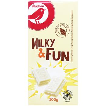 Шоколад белый Auchan Milky&Fun 100г