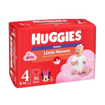 Підгузки-трусики Huggies Little Movers для дівчаток 4 9-14кг 36шт - купити, ціни на Auchan - фото 2