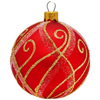 Куля ялинкова з декором червоний 8см в асортименті - купити, ціни на - фото 5