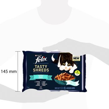 Корм влажный Felix Tasty Shreds с лососем и тунцом для взрослых кошек 4х80г - купить, цены на MasterZoo - фото 2