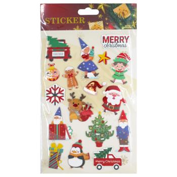 Наліпки новорічні 4 дизайна 14*25 см арт. P162 5985 И899 - купити, ціни на КОСМОС - фото 2