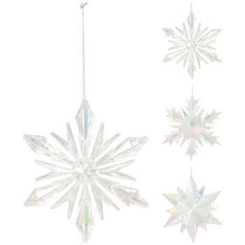 Pendant Pearl Snowflake 10.5x1.3x12cm in assortment