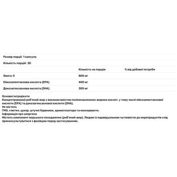 Рыбий жир Swiss Energy Omega 3 Cardio Max 30 гелевых капсул - купить, цены на - фото 2