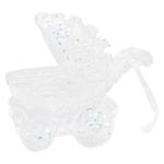 Підвіска ялинкова Візочок дитячий 11*11 см срібні блискітки арт. WH41684 9245 И891