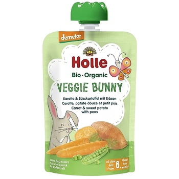 Пюре Holle Veggie Bunny морковь сладкий картофель горошек с 6 месяцев 100г