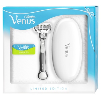 Подарочный набор Venus Extra Smooth Platinum бритва + 2 сменные кассеты + дорожный футляр - купить, цены на - фото 1