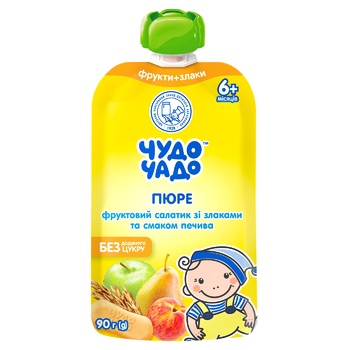 Chudo-Chado Fruit Puree with Cereals and Biscuits for Children from 6 months 90g - buy, prices for ULTRAMARKET - photo 1