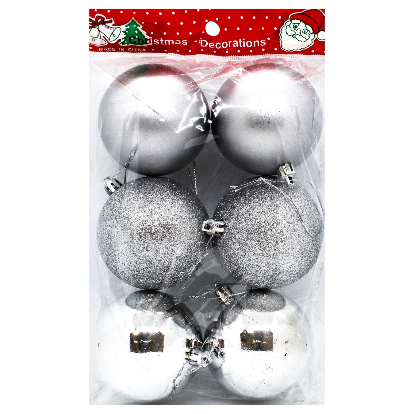 

Прикраса Куля Silver 0579-7 7см 6шт