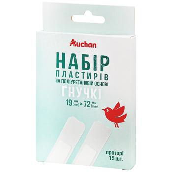 Набор пластырей Auchan Гибких на полиуретановой основе 15шт - купить, цены на Auchan - фото 1