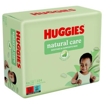 Серветки вологі Huggies Natural Care 4*56шт - купити, ціни на МегаМаркет - фото 1