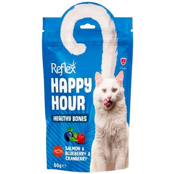 Reflex Plus Happy Hour Healthy Bones ласощі для котів 60 г - лосось, чорниця та журавлина - купить, цены на MasterZoo - фото 1