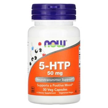 5-гідрокситриптофан Now Foods 5-HTP 50мг 30 капсул - купити, ціни на Біотус - фото 1