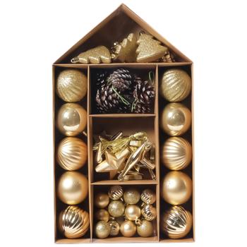 Actuel Set of Golden Christmas Ornaments 3-8cm 50pcs