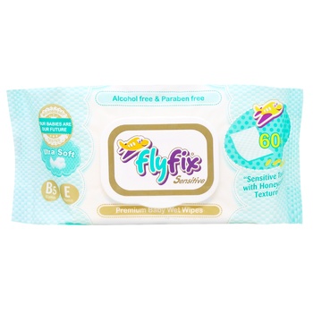 Салфетки влажные детские FlyFix Sensitive 60шт - купить, цены на ULTRAMARKET - фото 1