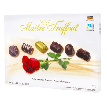 Конфеты Maitre Truffout Pralines ассорти 180г - купить, цены на МегаМаркет - фото 1