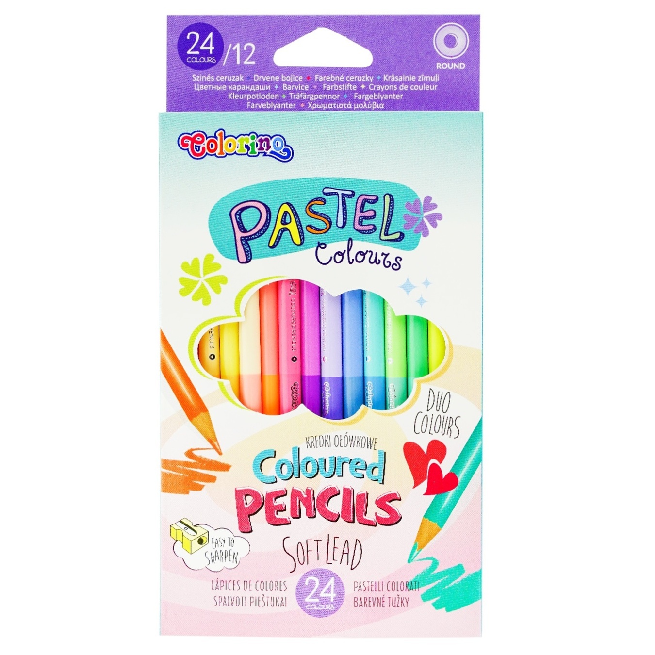 

Карандаши Colorino Pastel цветные двусторонние 24 цвета 12шт