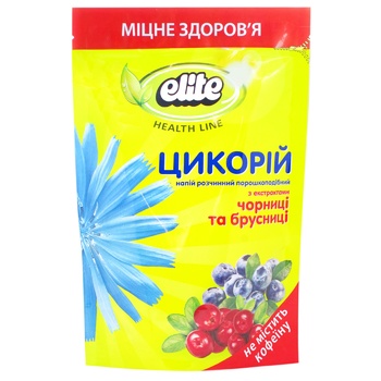 Напій Еліт Цикорій з екстрактом чорниці та брусниці розчинний порошкоподібний без кофеїну вакуумна упаковка 100г - купити, ціни на NOVUS - фото 1