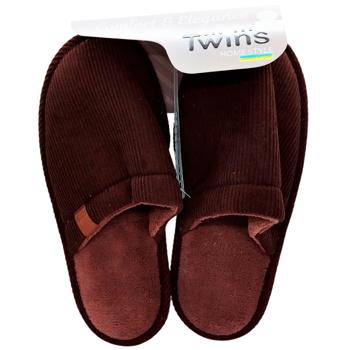 Twins 15843 HS-OZ Brown Corduroy Men's Slippers s.42/43