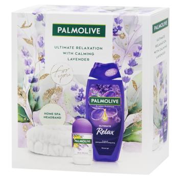 Набір подарунковий Palmolive Пов'язка + Гель для душу Palmolive Aroma Essence Ultimate Relax 250мл + Антиперспірант роликовий Palmolive Anti-Stress 50мл - купити, ціни на КОСМОС - фото 1