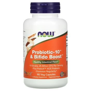 Пробиотик-10, Probiotic-10 & Bifido Boost, Now Foods, 25 млрд КОЕ, 90 кап.