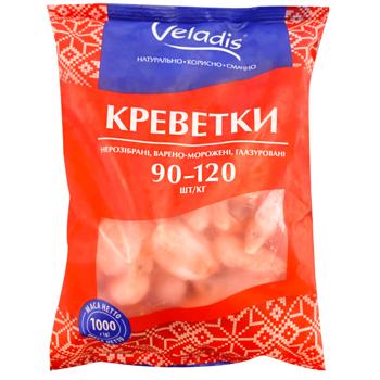 Veladis Whole Glazed Boiled Frozen Shrimps 90/120 1kg - buy, prices for COSMOS - photo 1