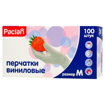 Рукавички Paclan вінілові р.М 100шт - купити, ціни на ULTRAMARKET - фото 1