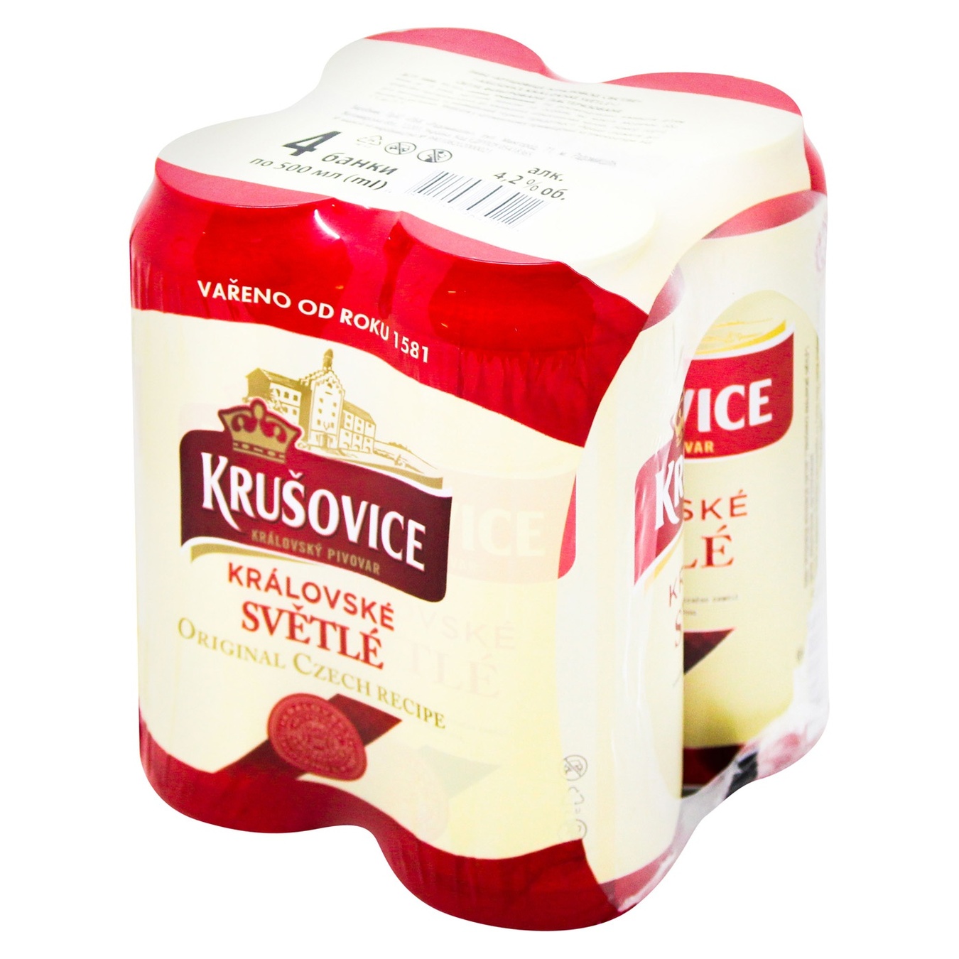 

Пиво Krusovice Kralovske Svetle светлое 4,2% 4х0,5л