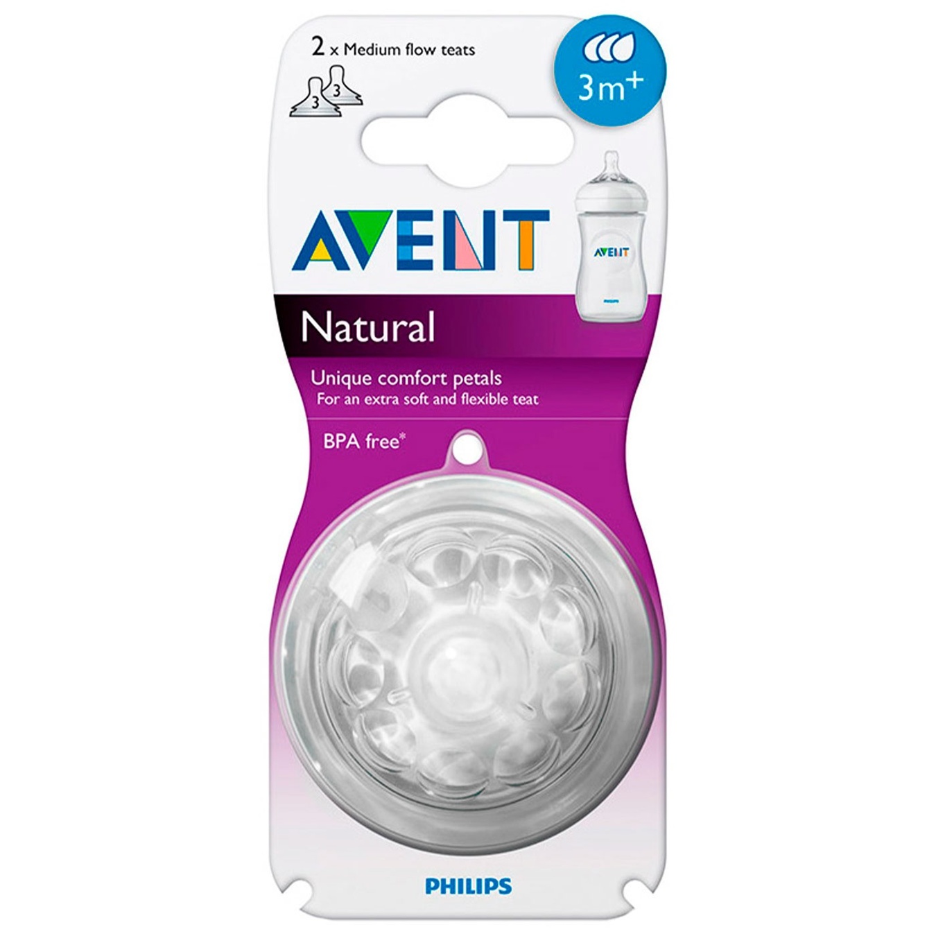 

Соска Philips Avent серии Natural Средний поток для детей с 3 месяцев 2шт