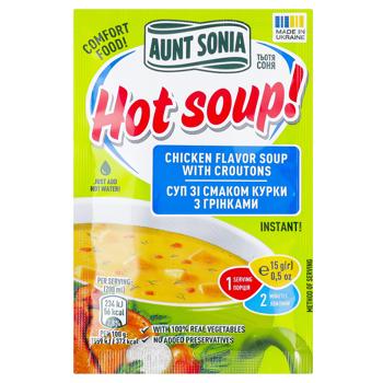 Суп куриный Тётя Соня Горячий супчик с гренками 15г - купить, цены на КОСМОС - фото 1