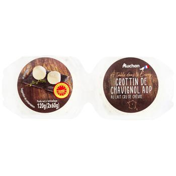 Auchan Crottin de Chavignol AOP Goat Cheese 60g x 2pcs