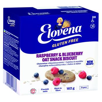 Elovena Raspberry and Blueberry Oat Snack Biscuit 162g