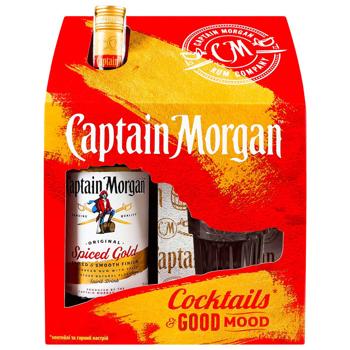 Набор Ром Captain Morgan Spiced Gold 35% 1л и стакан 340мл
