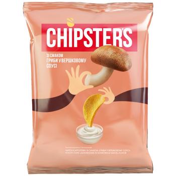 Flint Chipster's Potato Chips with Mushroom in Creamy Sauce Flavor 110g - buy, prices for Supermarket "Kharkiv" - photo 1