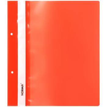 Папка-скоросшиватель Norma с перфорацией и прозрачным верхом красная А5 - купить, цены на Auchan - фото 1