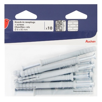 Дюбель Auchan з шурупами 8*80мм 10шт Дюбель Auchan з шурупами 8*80мм 10шт - купити, ціни на - фото 1