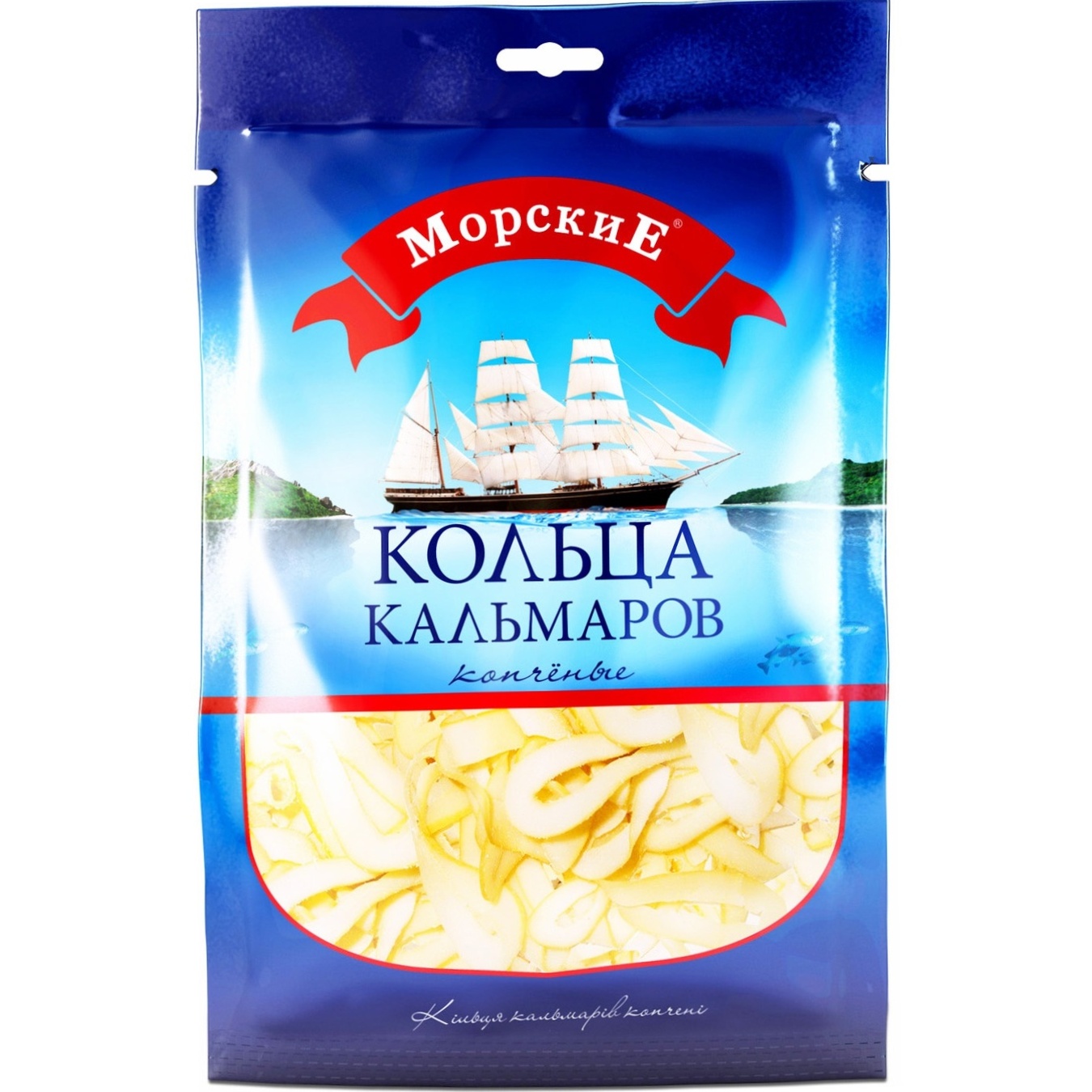 

Кальмар Морские кольца копченые 36г