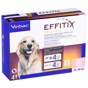 Капли на холку Virbac Effitix для собак от 20 до 40кг от внешних паразитов 268мг/2400мг 1 пипетка