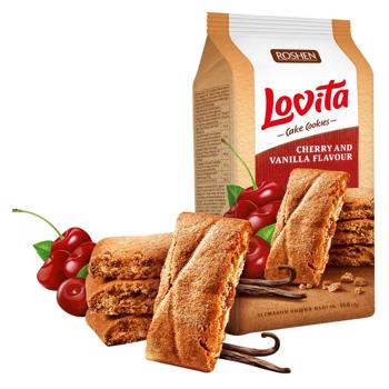 Печиво Roshen Lovita здобне з вишнево-ванільною начинкою 168г