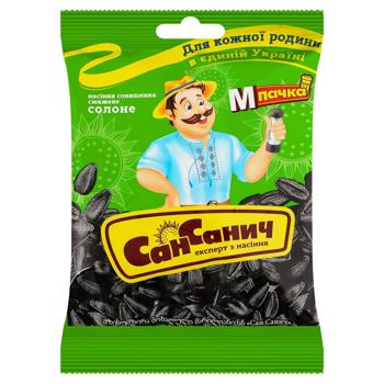 Семена подсолнечника Сан Саныч жареные соленые 80г - купить, цены на Идеал - фото 1