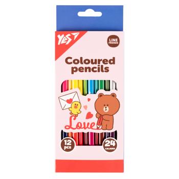 Yes Line Friends Choco Love Double-Ended Colored Pencils 24 colours 12pcs