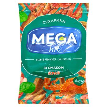 Сухарики Mega hit пшенично-ржаные со вкусом краба 60г - купить, цены на Чудо Маркет - фото 1
