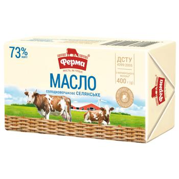 Масло Ферма Селянское сладкосливочное 73% 400г - купить, цены на Auchan - фото 2